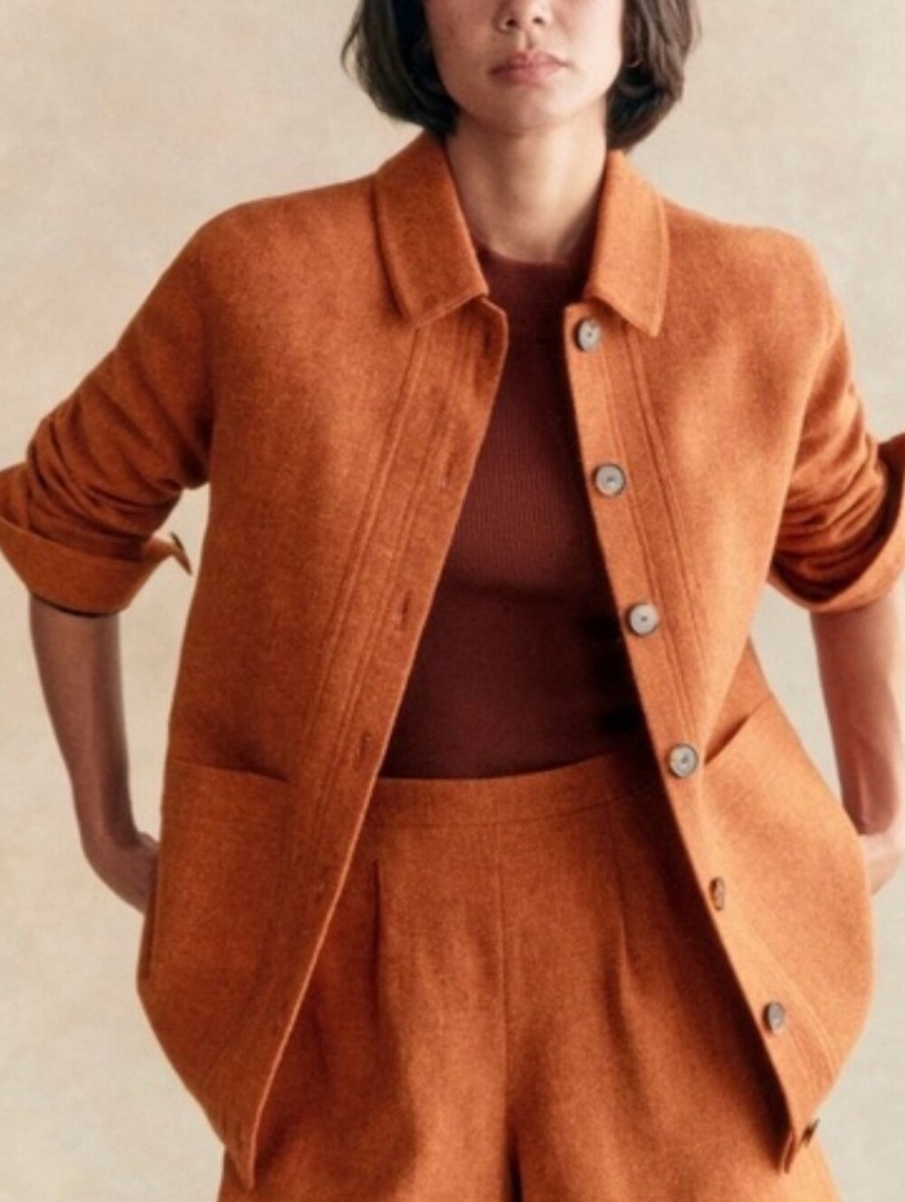 SEZANE WILL WOOL JACKET TOMETTE TERRACOTTA
